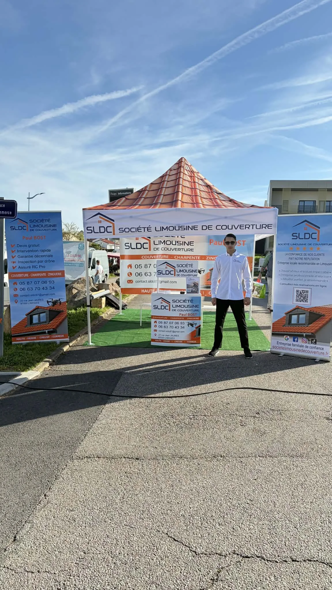 Stand de la Société Limousine de Couverture avec Paul Bost, artisan couvreur